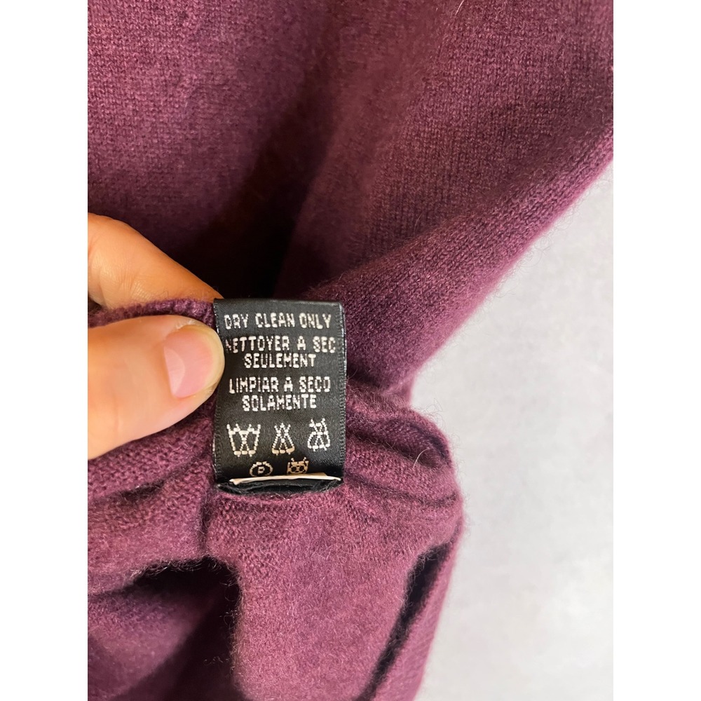 Linda Allard Ellen Tracy L 100% Cashmere Sweater Mock Neck Sleeveless Maroon - Picture 6 of 8